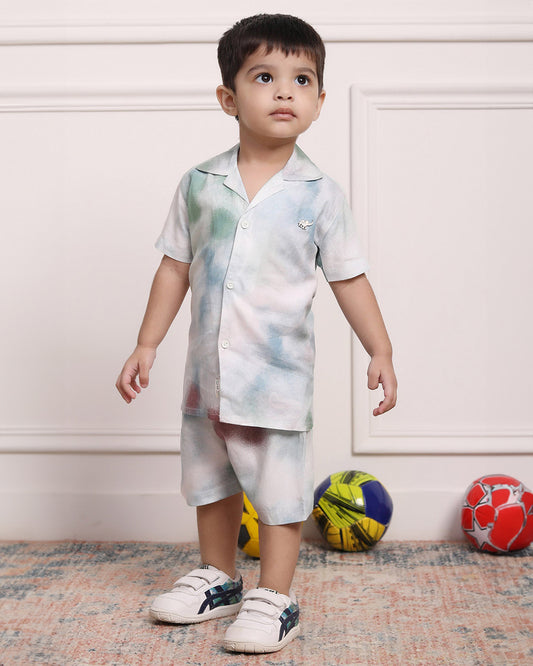 Polka Tots Blue & Pink Coord Set-Cotton-Tie Dye-For Infants