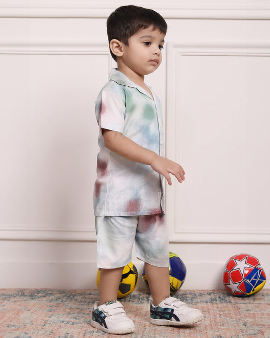 Polka Tots Blue & Pink Coord Set-Cotton-Tie Dye-For Infants