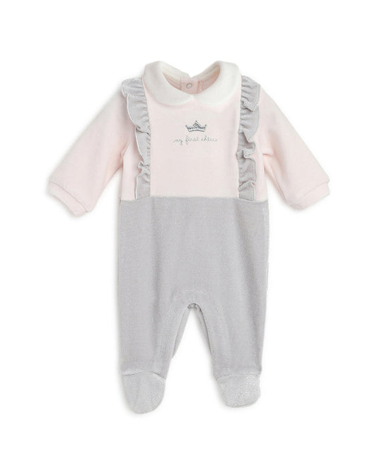 Chicco Grey & Pink Babysuit-Onesie-Solid-Cotton-For Infants