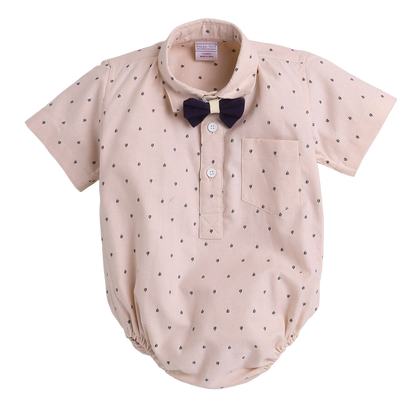 Polka Tots Pink Romper-Cotton-Ship Print-For Infants