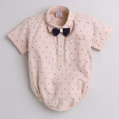 Polka Tots Pink Romper-Cotton-Ship Print-For Infants