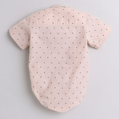 Polka Tots Pink Romper-Cotton-Ship Print-For Infants