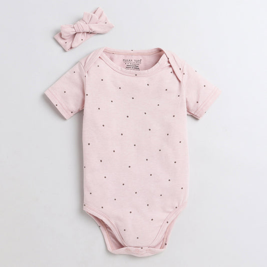 Polka Tots Pink Onesie-Cotton-Polka Dots Print-For Infants