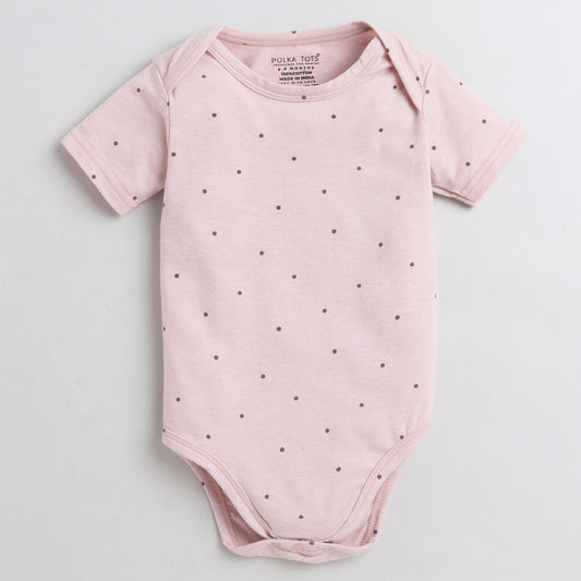 Polka Tots Pink Onesie-Cotton-Polka Dots Print-For Infants