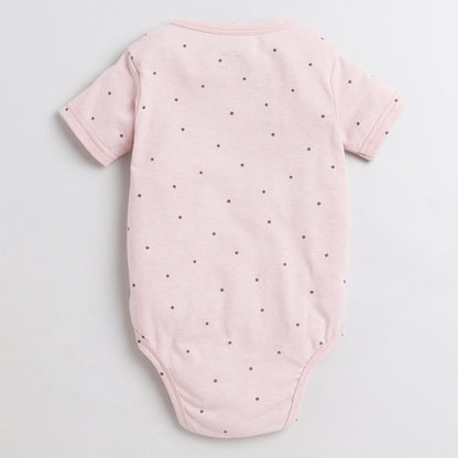 Polka Tots Pink & White Onesie-Printed-Cotton-Pack Of 2-For Infants