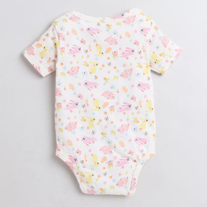 Polka Tots White Onesie-Cotton-Printed-For Infants