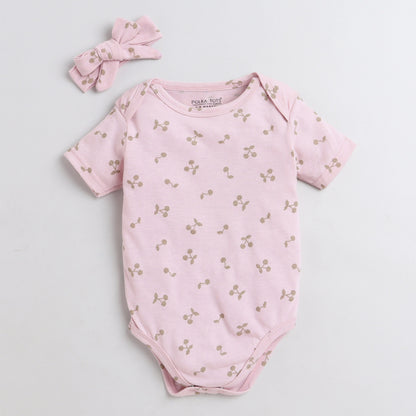 Polka Tots Pink Onesie-Cotton-Printed-For Infants