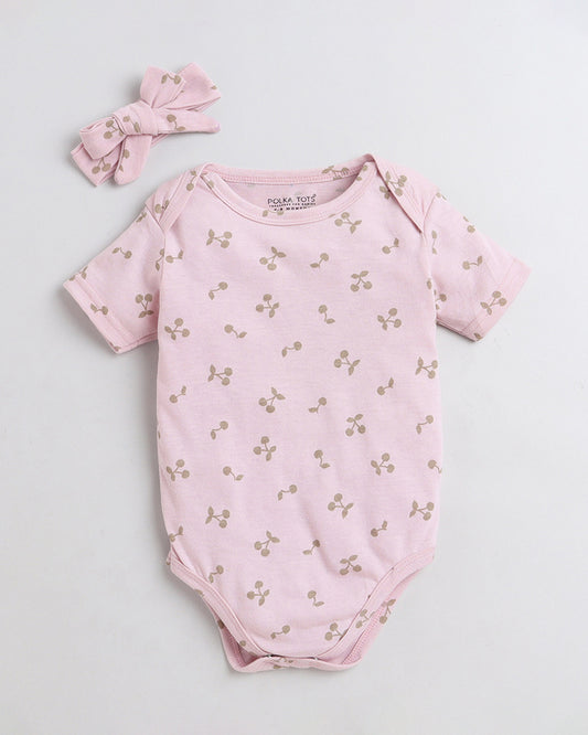 Polka Tots Pink Onesie-Cotton-Printed-For Infants
