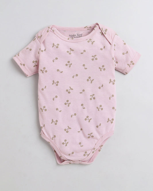 Polka Tots Pink Onesie-Cotton-Printed-For Infants