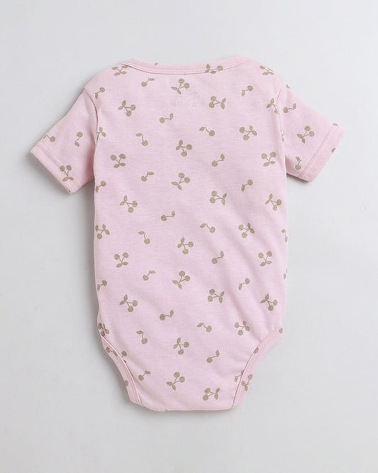 Polka Tots Pink Onesie-Cotton-Printed-For Infants