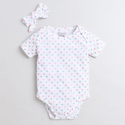 Polka Tots White Onesie-Cotton-Polka Dots Print-For Infants