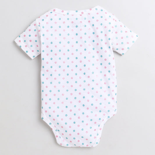 Polka Tots Pink & White Onesie-Printed-Cotton-Pack Of 2-For Infants