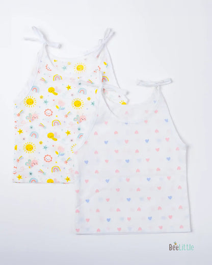 BeeLittle White Knot Vest-Spring Mornings-Organic Cotton-Pack of 2-For Infants