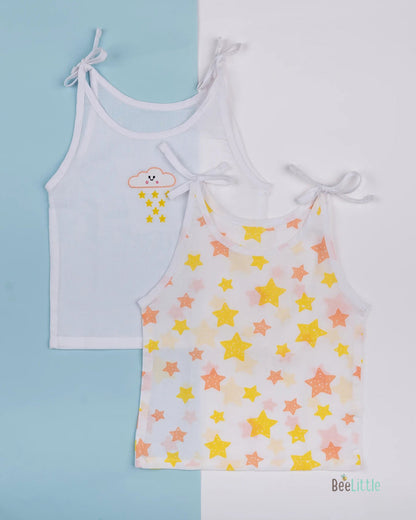 BeeLittle White Knot Vest-Stars-Organic Cotton-Pack of 2-For Infants