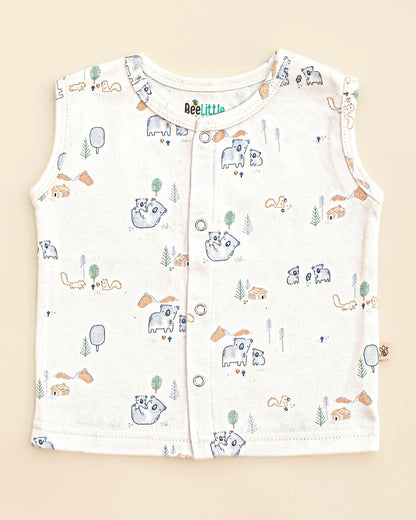 BeeLittle White Jhabla-Bear and Cub-Organic Cotton-For Infants