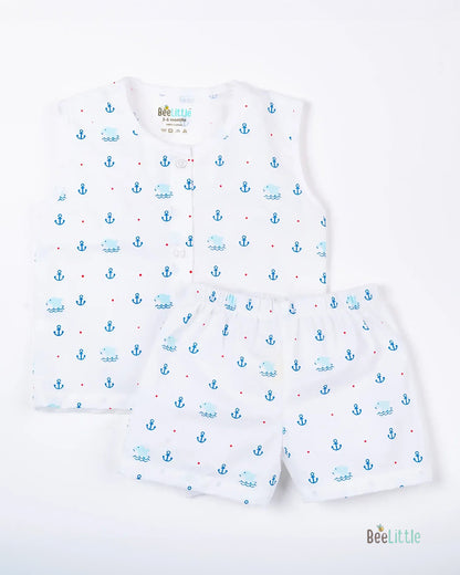 BeeLittle White Jhabla Set-Anchor-Organic Cotton-For Infants