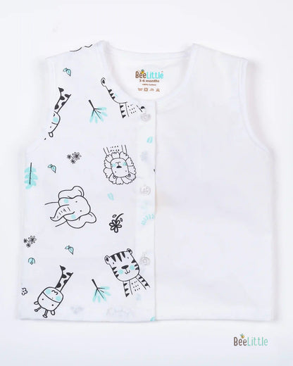 BeeLittle White Jhabla Set-Into the Jungle-Organic Cotton-For Infants