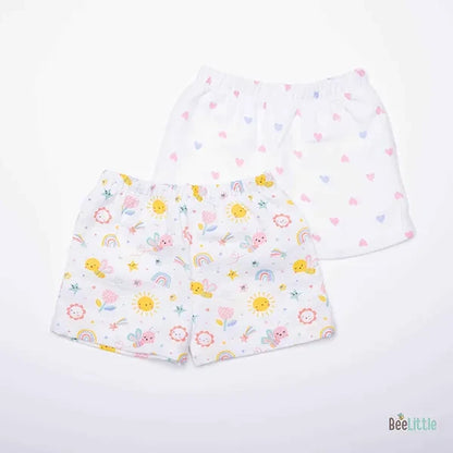 BeeLittle White Shorts-Spring Mornings-Organic Muslin-Pack of 2-For Infants