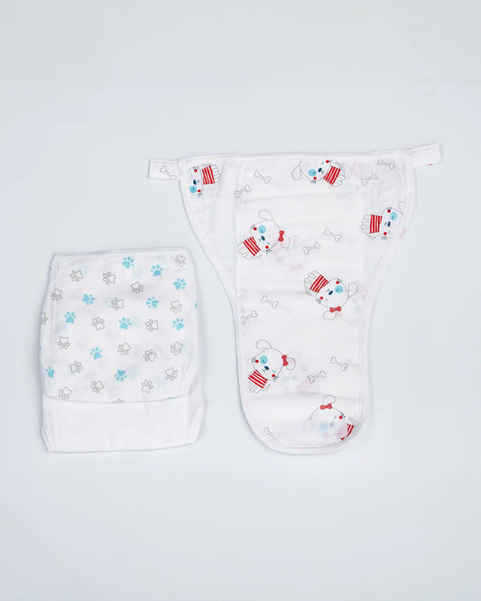 BeeLittle Bow Bow Velcro Nappy-Organic Cotton-Washable & Reusable-3 to 6M-Pack of 3