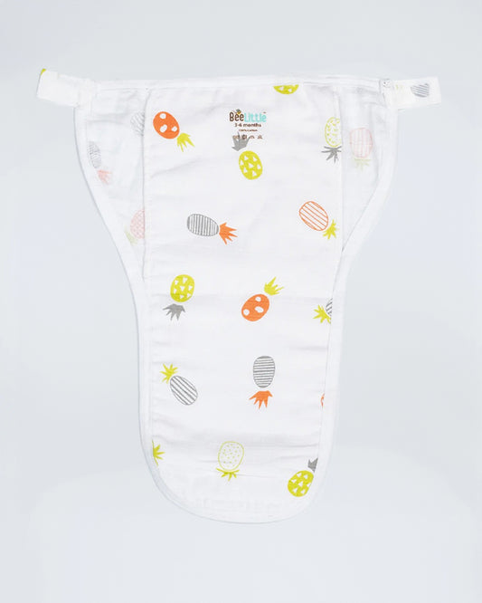 BeeLittle Pineapple Vibes Velcro Nappy-Organic Cotton-Washable & Reusable-3 to 6M-Pack of 3