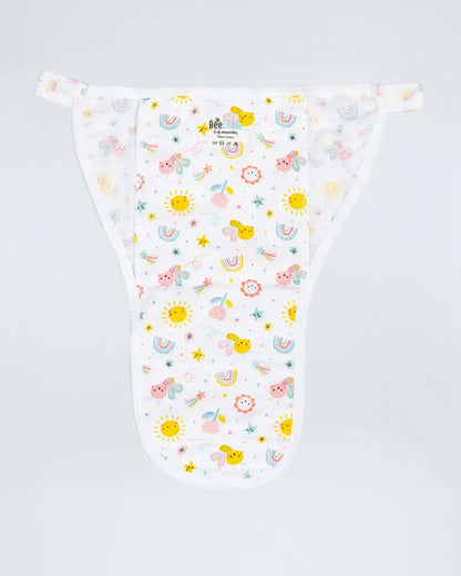 BeeLittle Spring Morning Velcro Nappy-Organic Cotton-Washable & Reusable-3 to 6M-Pack of 3