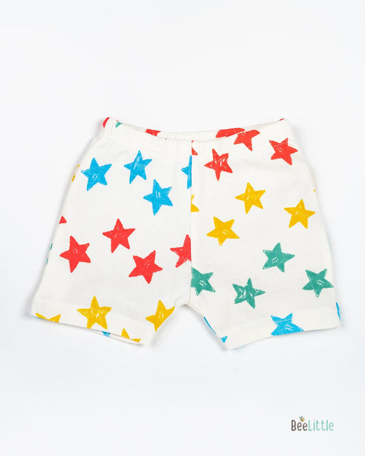 BeeLittle White T-shirt & Shorts-Stars in Hue-Organic Cotton-For Infants