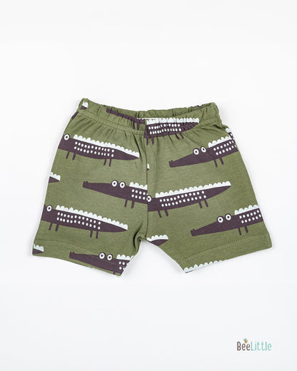 BeeLittle Olive Green T-shirt & Shorts-Crocbay-Organic Cotton-For Infants