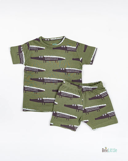 BeeLittle Olive Green T-shirt & Shorts-Crocbay-Organic Cotton-For Infants