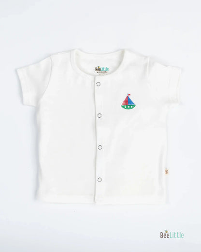 BeeLittle White & Red Jhabla Set-Boat Club-Organic Cotton-For Infants