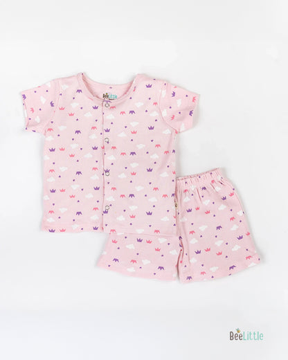 BeeLittle Pink Jhabla Set-Crown-Organic Cotton-For Infants