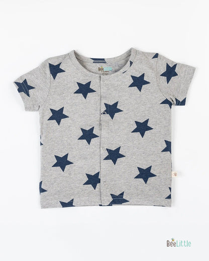 BeeLittle Grey Jhabla Set-Stars-Organic Cotton-For Infants