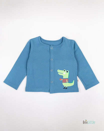 BeeLittle Blue & White Top & Pajama-Winky Monkey-Organic Cotton-For Infants