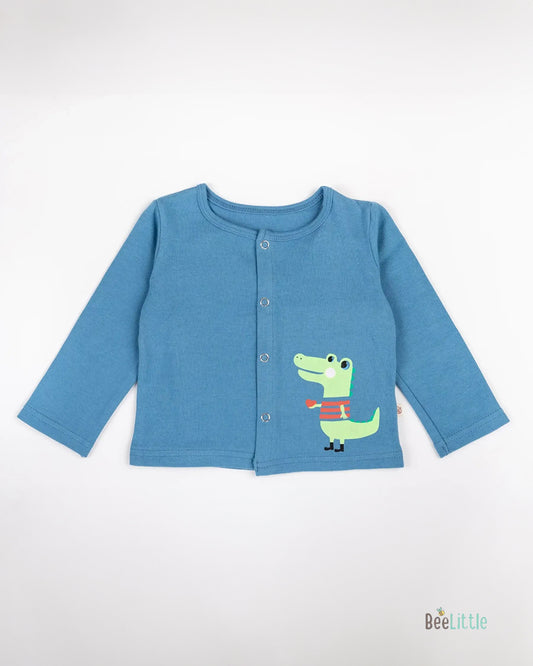 BeeLittle Blue & White Top & Pajama-Winky Monkey-Organic Cotton-For Infants