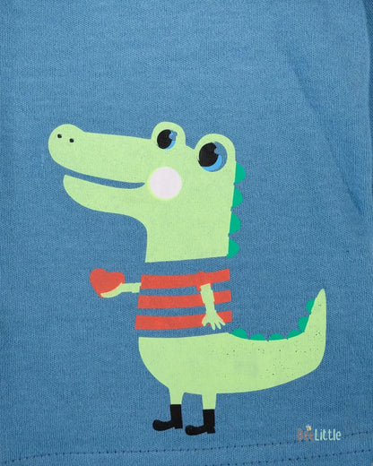 BeeLittle Blue & White Top & Pajama-Winky Monkey-Organic Cotton-For Infants