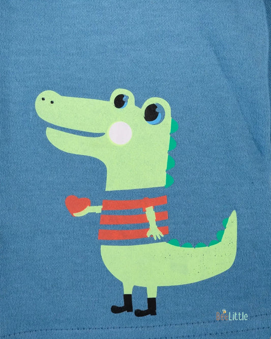 BeeLittle Blue & White Top & Pajama-Winky Monkey-Organic Cotton-For Infants