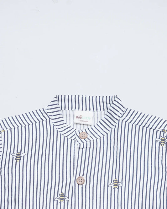 BeeLittle White Shirt-Striped-Organic Cotton-For Infants