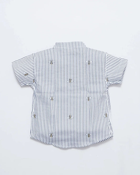 BeeLittle White Shirt-Striped-Organic Cotton-For Infants