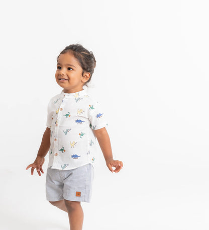 BeeLittle White Shirt-Dino World-Organic Cotton-For Infants