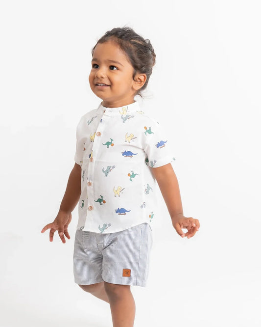 BeeLittle White Shirt-Dino World-Organic Cotton-For Infants