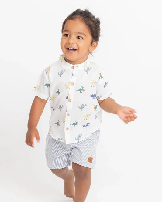 BeeLittle White Shirt-Dino World-Organic Cotton-For Infants