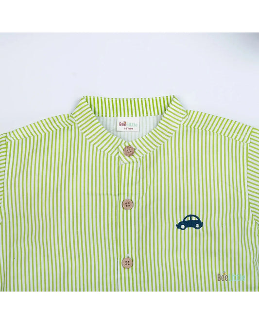 BeeLittle Green Shirt-Stripes-Organic Cotton-For Infants
