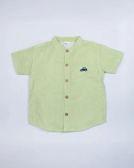 BeeLittle Green Shirt-Stripes-Organic Cotton-For Infants