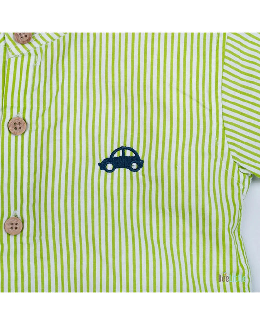 BeeLittle Green Shirt-Stripes-Organic Cotton-For Infants
