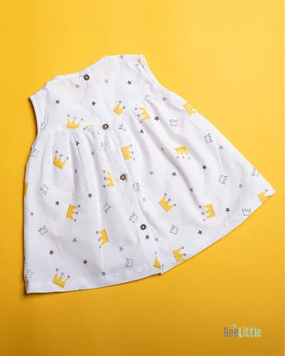 BeeLittle White Frock Dress-Crown-Organic Cotton-For Infants