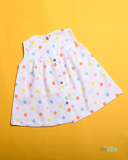 BeeLittle White Frock Dress-Notty Dotty-Organic Cotton-For Infants