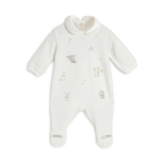 Chicco White Winter Wear Babysuit-Onesie-Embroidered-Cotton-For Infants