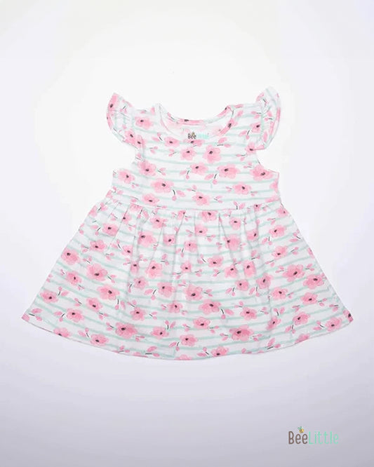 BeeLittle Blue & Pink Frock Dress-Pastel Mania-Organic Cotton-For Infants