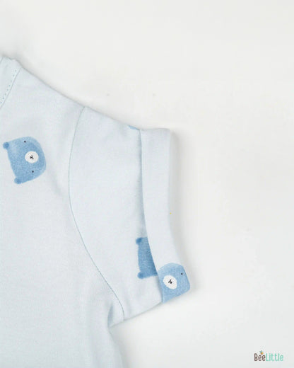 BeeLittle Blue Frock Dress-Blue Teddy-Organic Cotton-For Infants