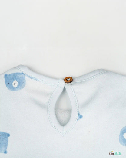 BeeLittle Blue Frock Dress-Blue Teddy-Organic Cotton-For Infants