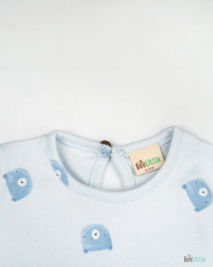 BeeLittle Blue Frock Dress-Blue Teddy-Organic Cotton-For Infants